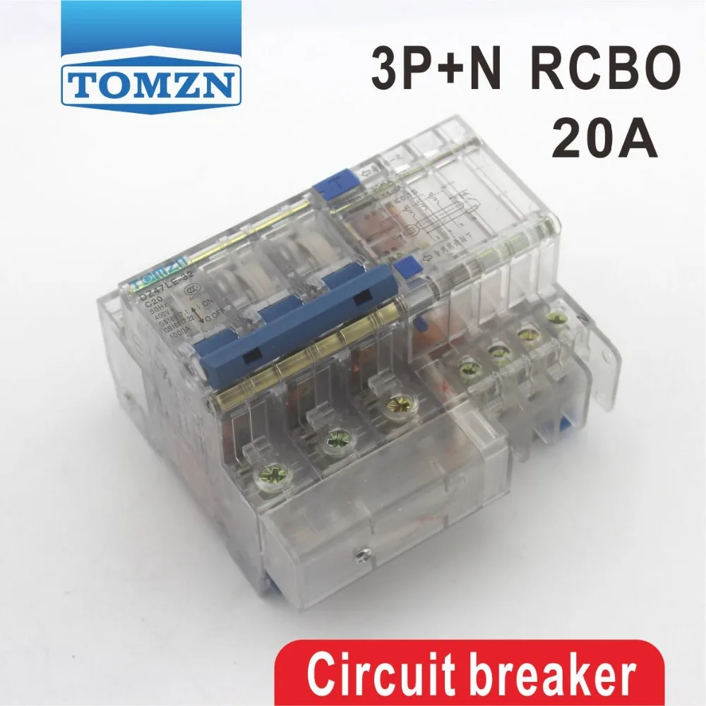 DZ47LE 4P 20A 400V~ 50HZ//60HZ Residual current Circuit breaker RCBO