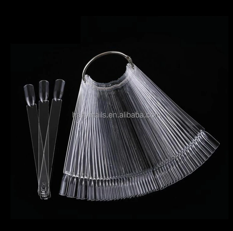 

50 tips clear steel ring fan nail color chart for color display
