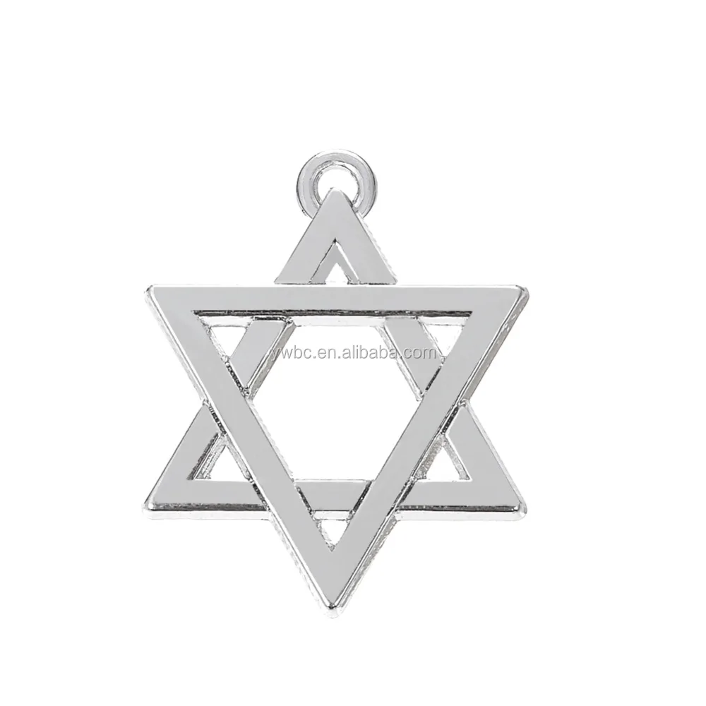 

DIY Custom Wholesale metal zinc bracelet Best-selling religious fashion rhodium plated star of david charms jewelry for men, Silver