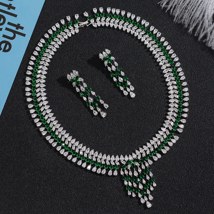 

Extravagant Evening Dress Wedding accessories Bridal Necklace jewelry Sets, Silver