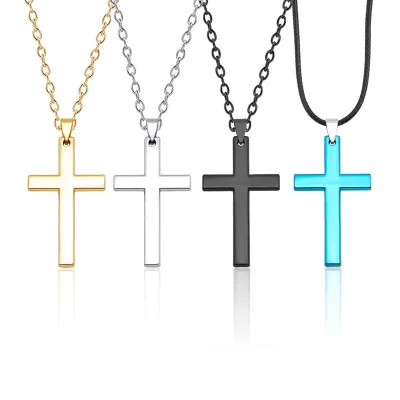 

Amazon top seller colorful titanium steel cross necklace 2019 wholesale custom jewelry necklace, 18 various designs available
