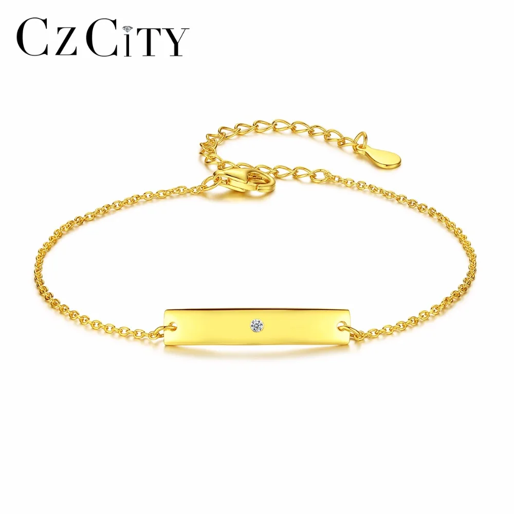 

CZCITY Wholesale Fashion Sterling Silver 925&18K Gold Bracelet Women Jewelry Tiny CZ Crystal for Women Chain Bracelet