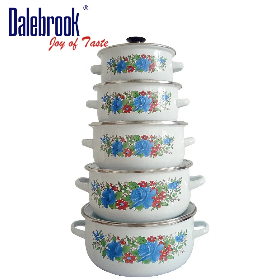 
Anycook 10pcs Enamelware Ceramic Stock Sauce Hot Cooking Pot Porcelain Enamel cast iron Non stick Cookware Set 