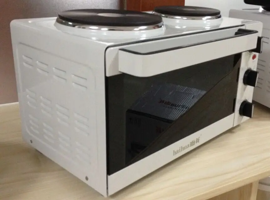 21 L White Compact Mini Electric Oven Rotisserie Toaster Black Counter