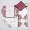 Australian Style Create Custom Burgundy Laser Cut Wedding Invitations