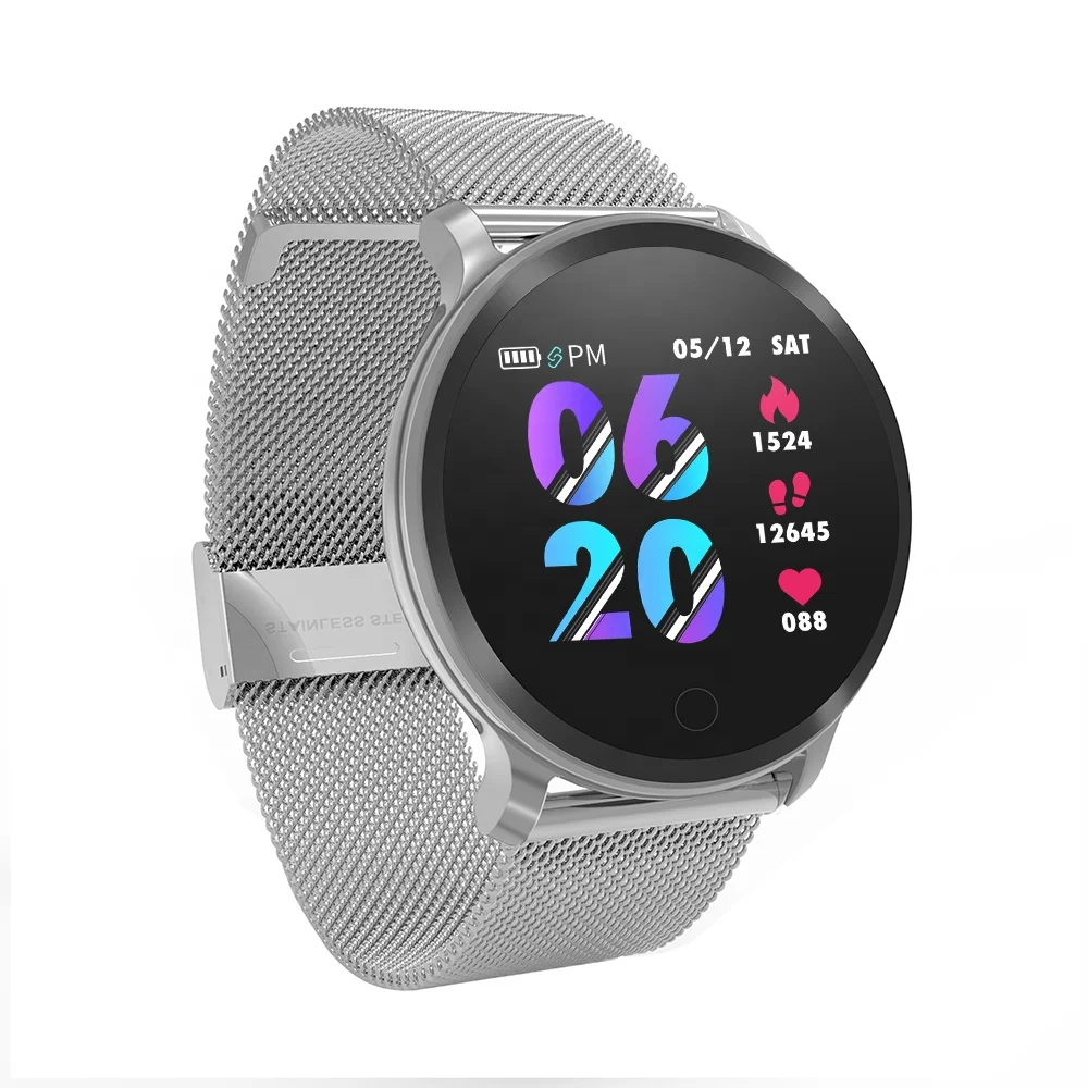 

Fashion women stainless steel strap IP68 waterproof heart rate blood pressure monitor fitness tracker lady smart watch