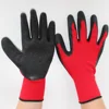 Garden lawn work use 13G red nylon black crinkle latex safety gloves