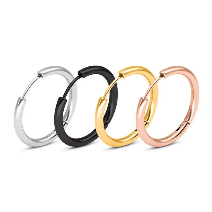 

Unisex 316L Stainless Steel Basic Hoop Earrings Silver Black Gold Blue 8/10/12/14/16/18/20mm, N/a