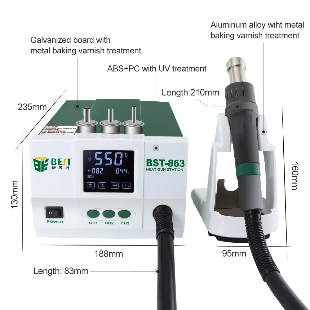 BEST Hot Sale Screen Touch 1200W Digital Touch Screen Display Smd Hot Air Blower Soldering Gun Mobile Repair Tool