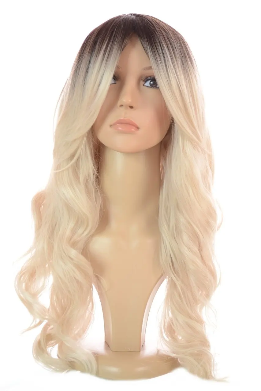 bleach blonde wig with bangs