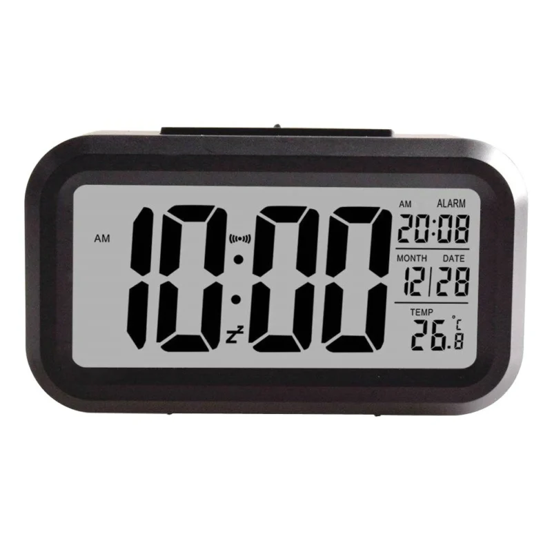 

Smart Digital Desktop Alarm Clock Battery Operated Large Display with Temperature Calendar Backlight Snooze for Kids Women