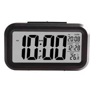 Image of Smart Digital Desktop Alarm Clock Battery Operated Large Display with Temperature Calendar Backlight Snooze for Kids Women
