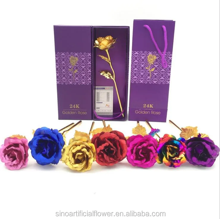 Wholesale 24K Golden Carnation Gift Box Packing Valentines Day Golden Rose Gift 