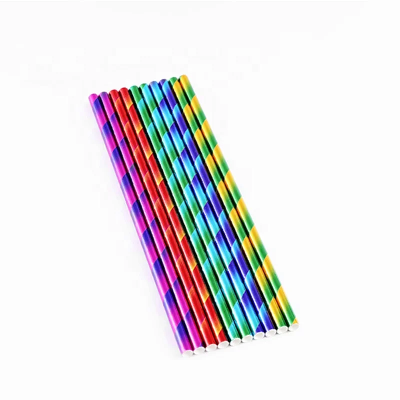 

Gold Drinking Paper Straws Striped Paper Silver Straw Halloween Party Event Supplies