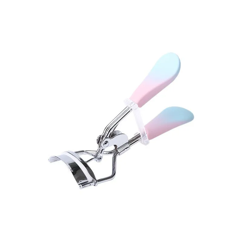 

High quality heated eyelash curler with rubber plastic handle in Gradient Ramp colors, Pink and blue