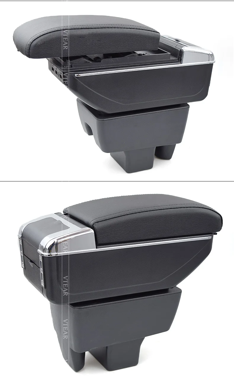 Vtear For Skoda Rapid Armrest Usb Charging Heighten Double Layer