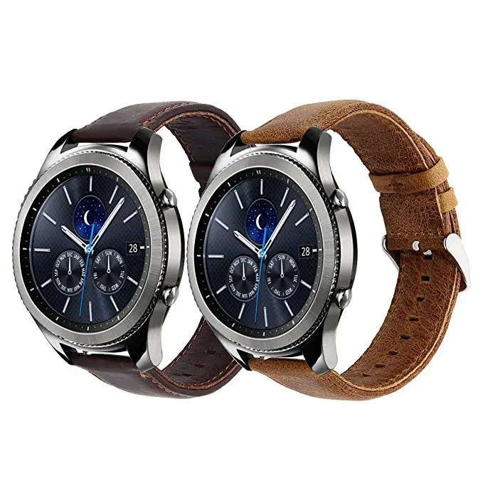 

Cowhide Leather watch Band quick release strap for Samsung Gear S3, Orange;coffee