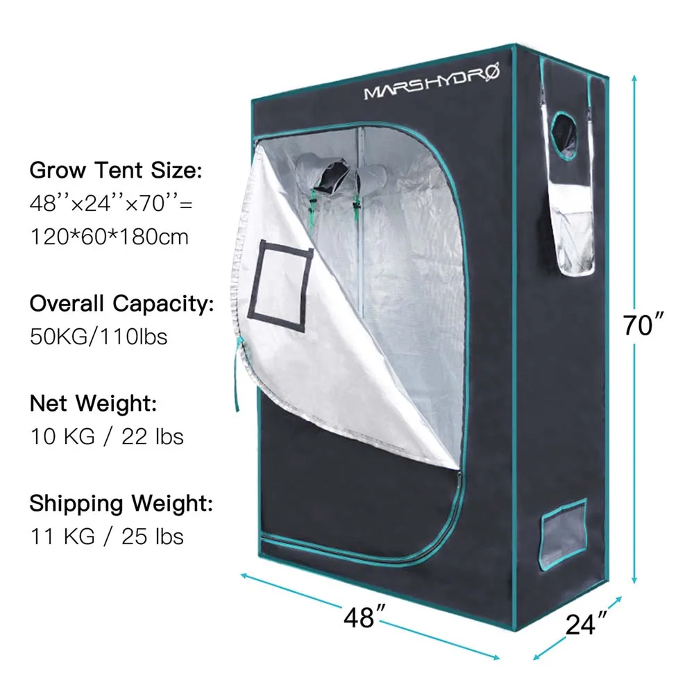 Mars Hydro 120x60x180 Grow Tent Complete Kit Hydroponic 750w Plant Grow