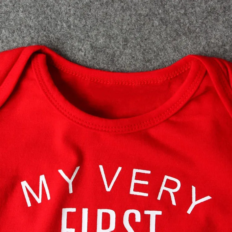 
Wholesale High Quality Christmas Clothing Baby Romper Moose Design Long Sleeve Romper+Striped Pants 