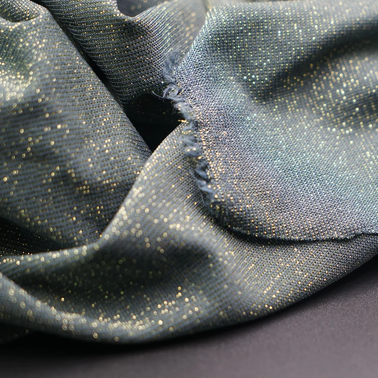 
Manufacturer Factory Customized Comfortable Gold Silk Metallic Fabric Spandex Knitted Fabric 