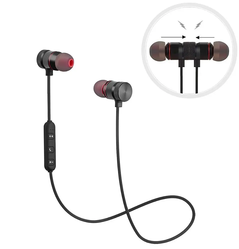 Fancytech BT Headphones Waterproof Neckband BT 4.1 Magnetic Stereo Wireless Earbuds Sports Earphones