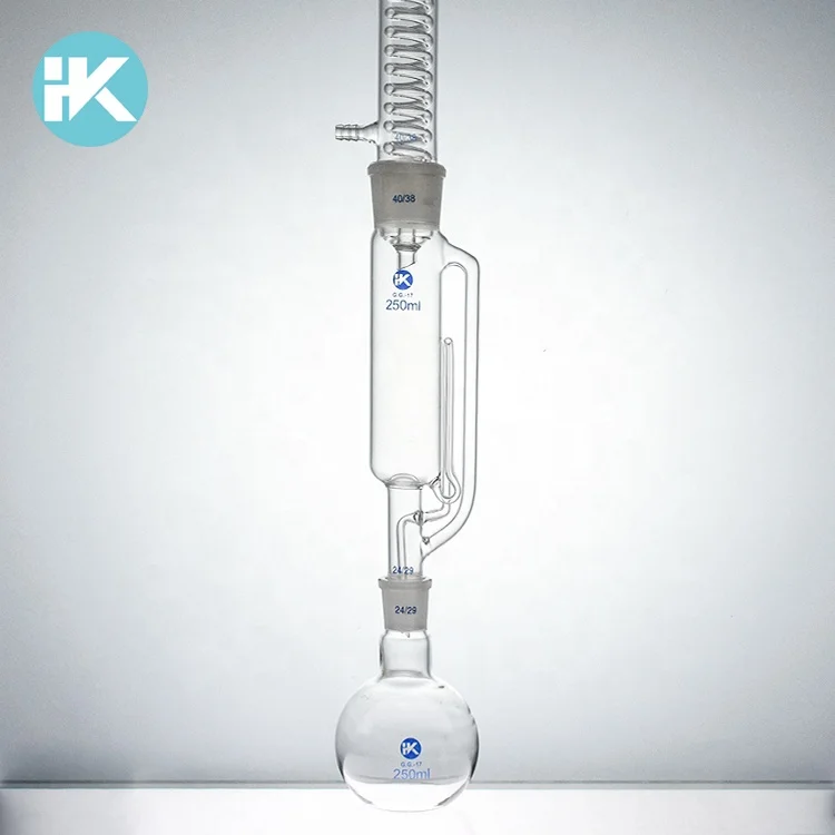 lab glassware soxhlet extraction apparatus with coil condenser