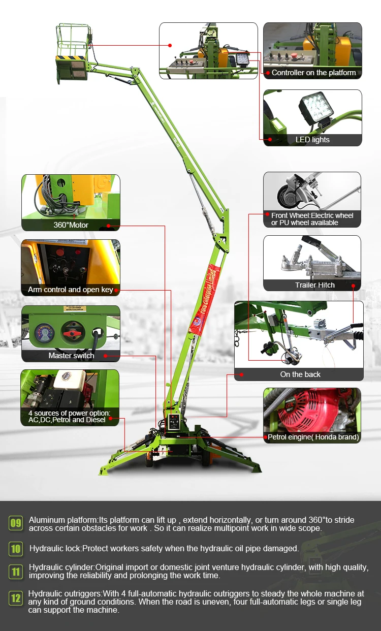 New 20m 200kg loading capacity towable cherry picker for sale