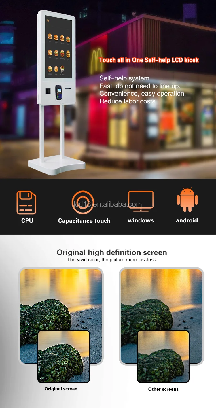 32 Inch Self Service Touch Screen With Bill Payment Kiosk For ...