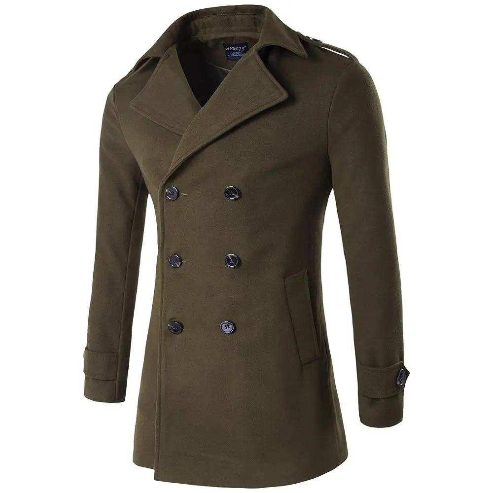 

Classic double-breasted design black lapel men's cashmere wool men's coat