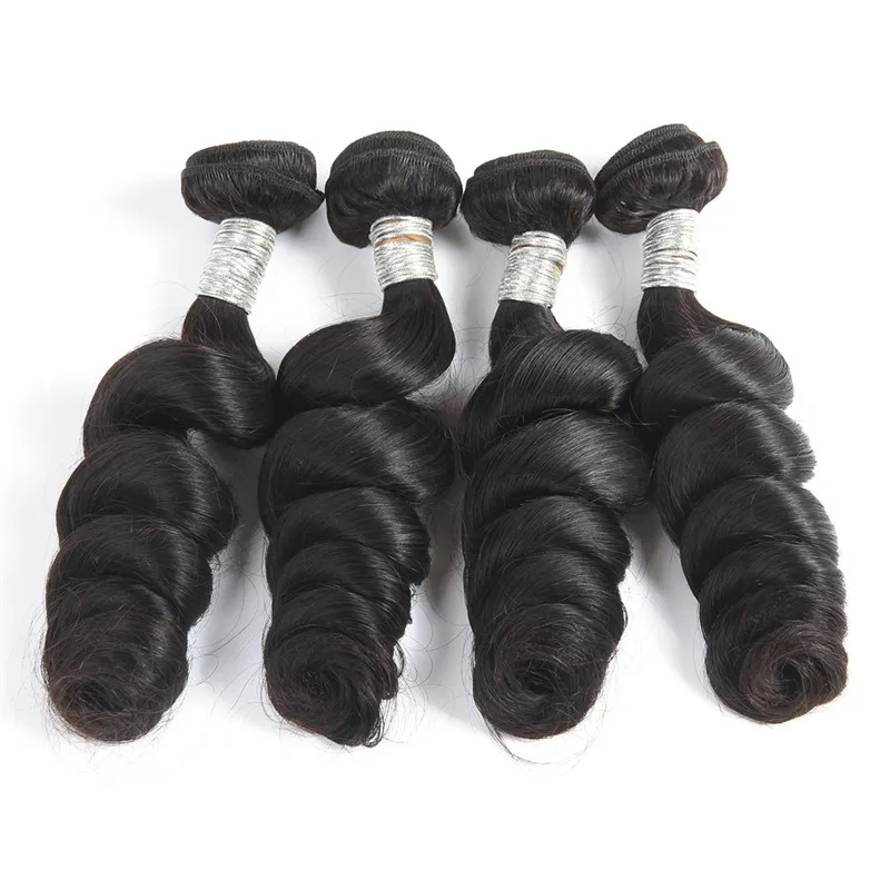

Human hair extensions loose wave, 4 bundles in one bag 8A remy brazilian hair bundles