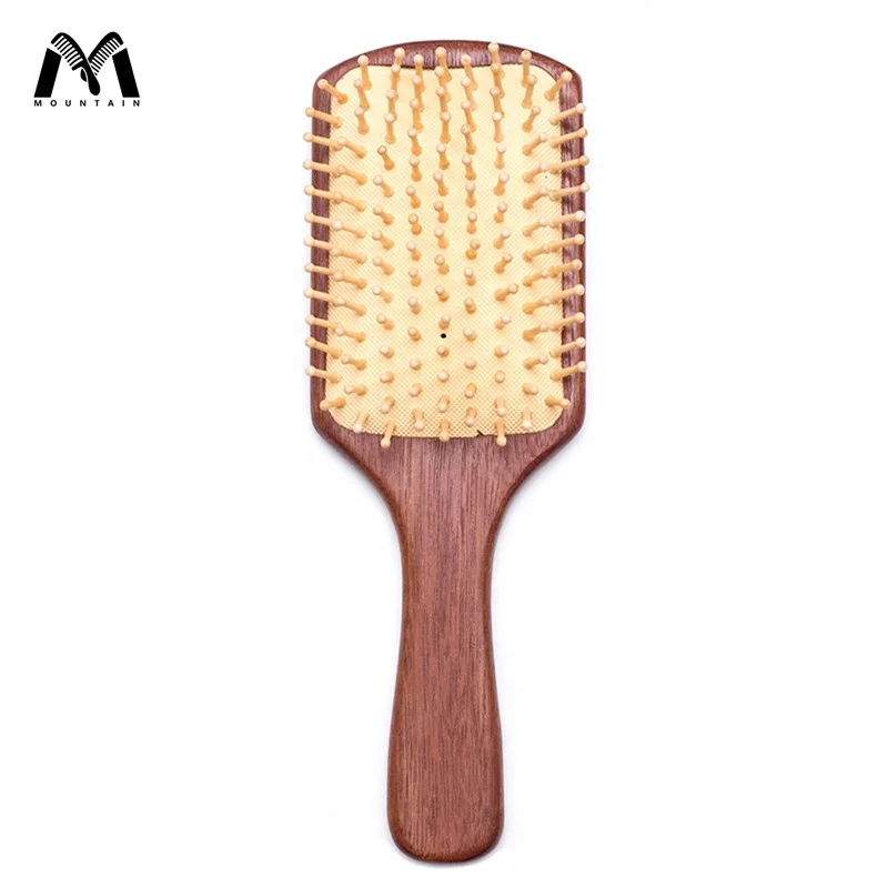

Mr. Mountain Private Label Eco-Friendly Rectangle Detangling Amoora Wooden Paddle Straightener custom Hair brush