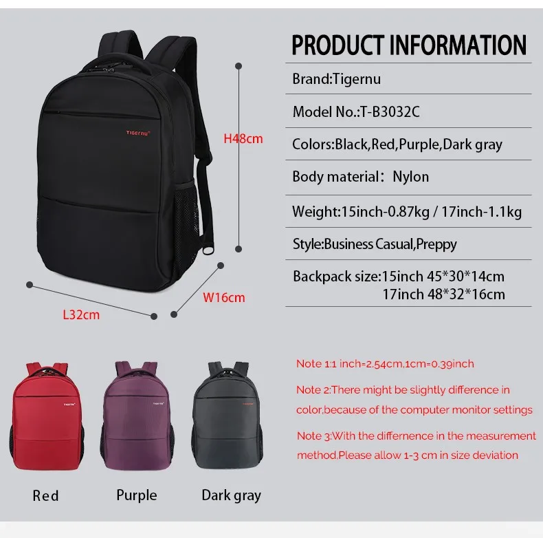 2017 Tigernu New Design 15.6 17inch Men Women Backpack waterproof Laptop Backpack bag Mochila School Backpack for Boys Girls