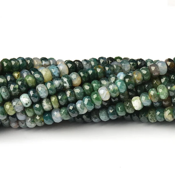 

Wholesale gemstone beads Moss Agate Faceted Rondelle Beads, Green