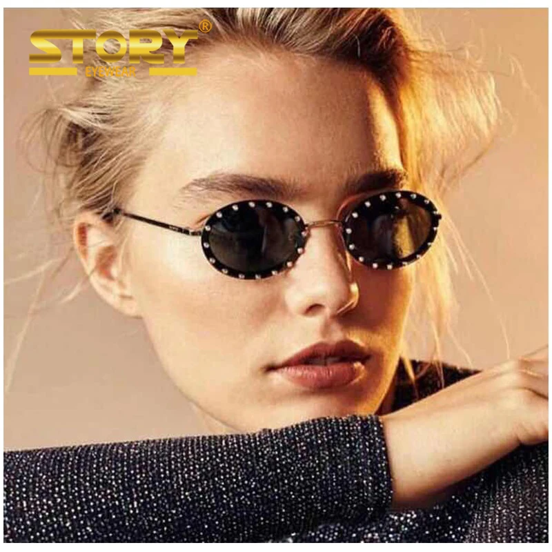 

STORY CC2027 Luxury Rhinestone Round Women Sunglasses Fashion Shinny Designer Sun Glasses 2019