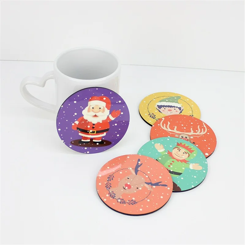

Sublimation Blank Hard Board MDF Coaster With Cork Bottom For Coffee Cups Mats, White;pantone color