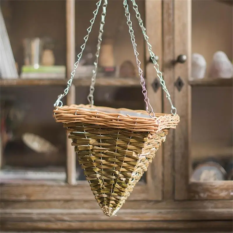 Cone Shape Hanging Basket Hand Woven Cheap Wicker Hanging Basket For