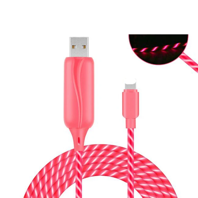 

Glow In The Dark Led Flowing Smart Phone Micro USB Data Cable Charger, Black/white/blue/pink