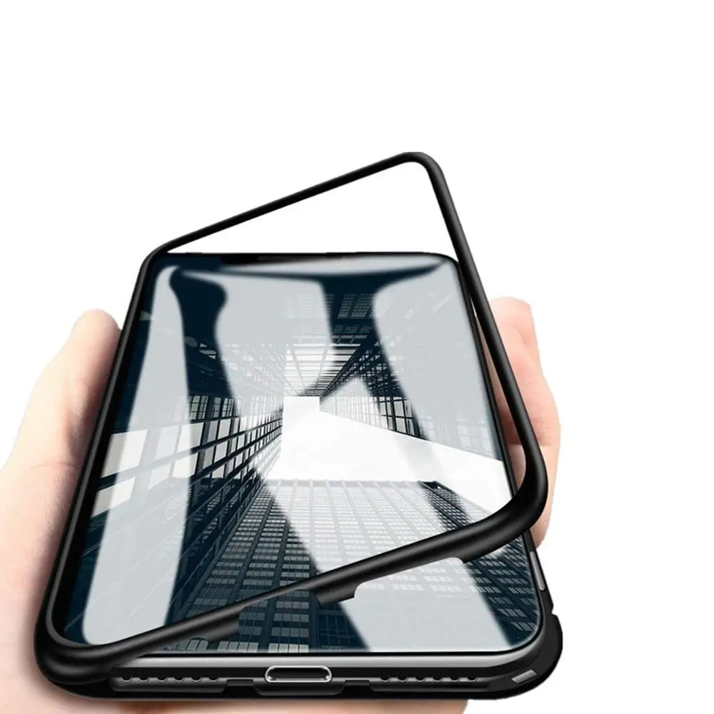 

For iPhone XR Magnetic Cases Tempered Glass Back Cover Magnetic Phone Case for iPhone XS Max X 8 6, Black;white;red