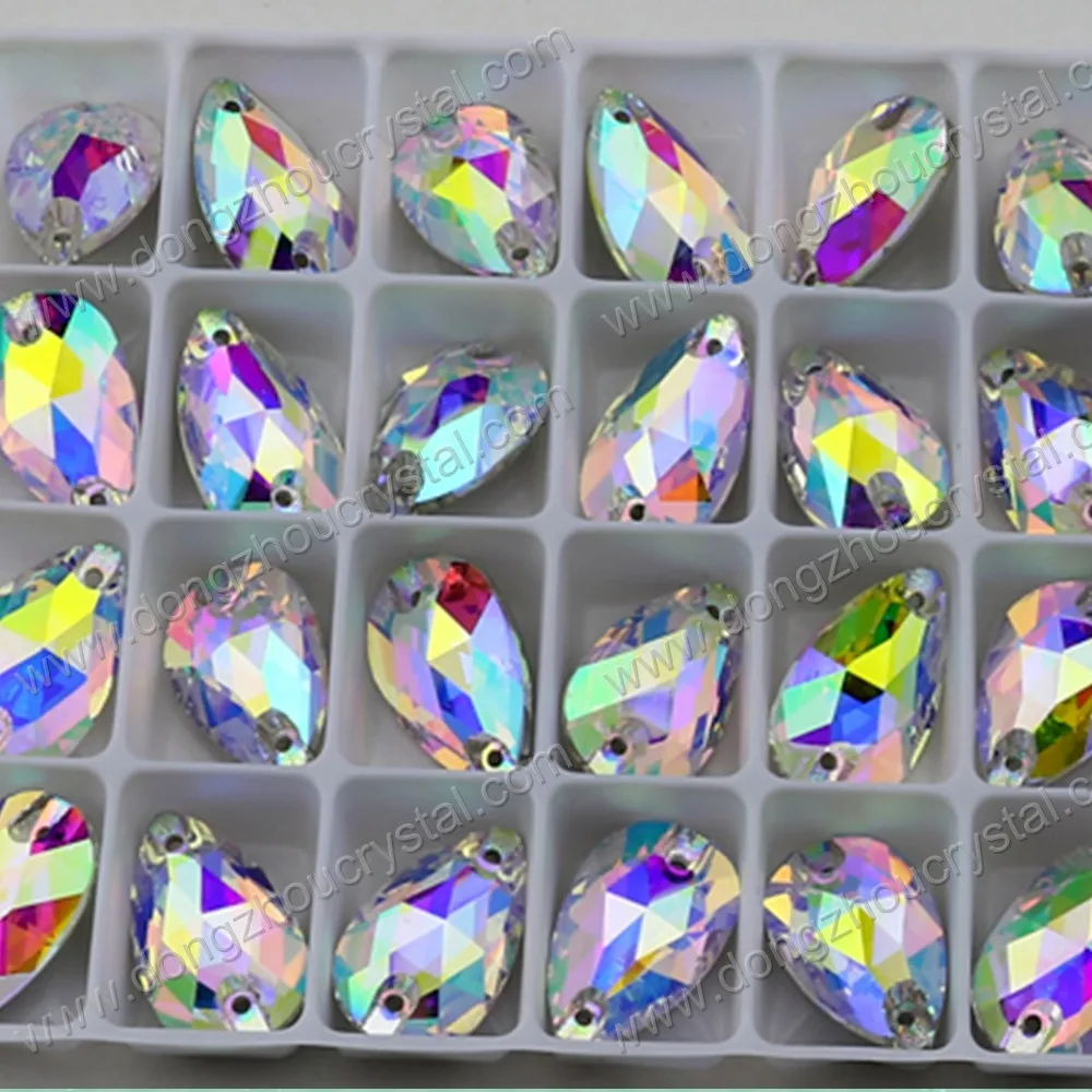 
DZ-3065 drop 7x12mm ab color sew on crystal stones for clothing 