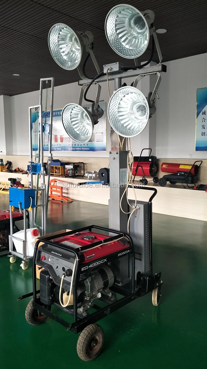 fzm-1000b mobile light tower is made up of 4x1000w metal haldee