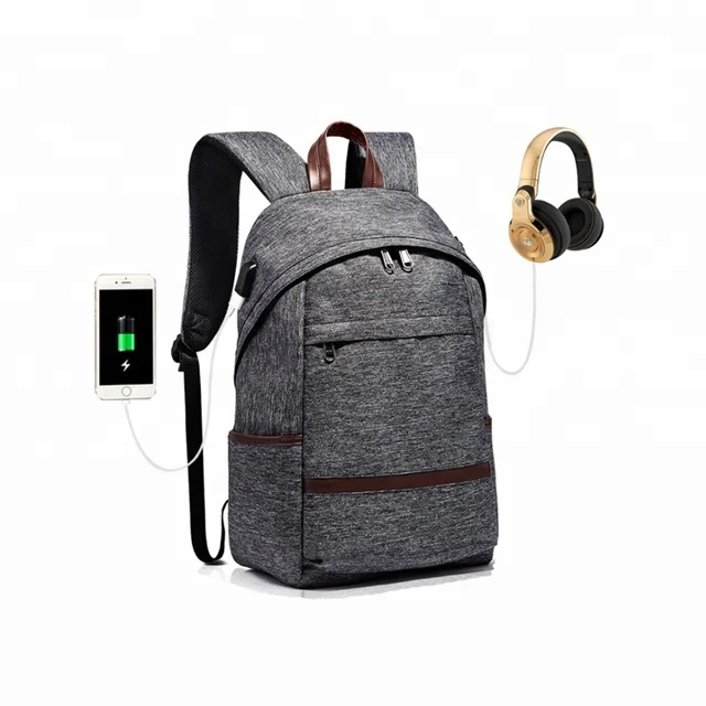 

JUNYUAN Anti theft Large Capacity Waterproof Laptop Backpack Custom Bag with USB Charge Port and Headphone Port, As show