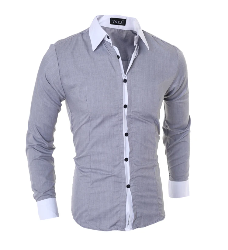 

High Quality Men Slim Shirts Man Casual Long Sleeve Tops Shirt