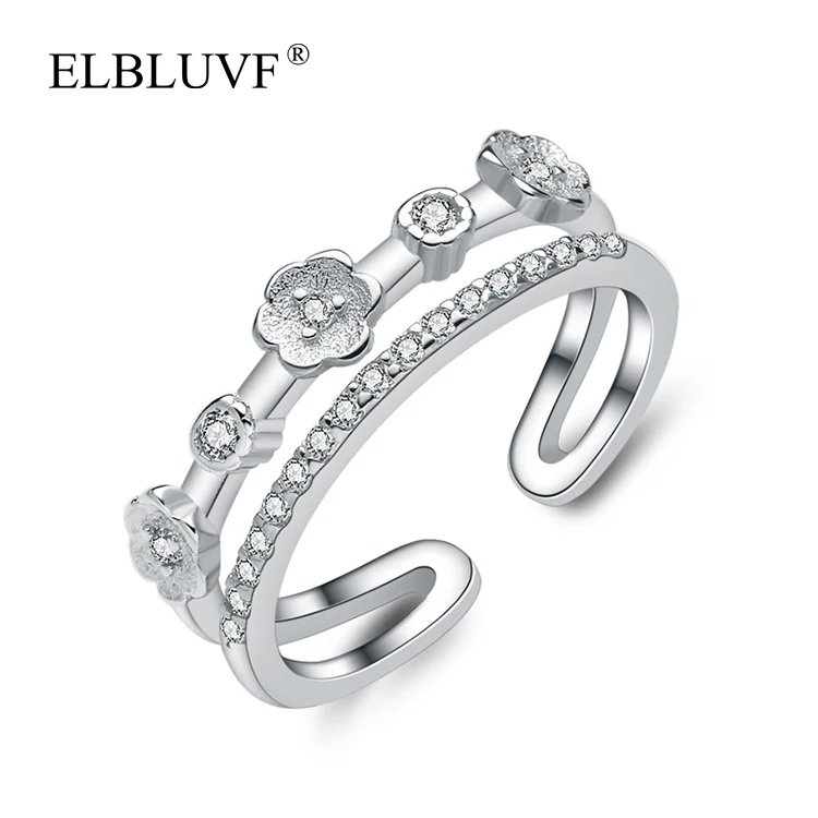 

ELBLUVF 925 Sterling Silver Unique Plum Ring Wedding Zircon Jewelry Ajustable Jewelry For Women/Girls/Ladies