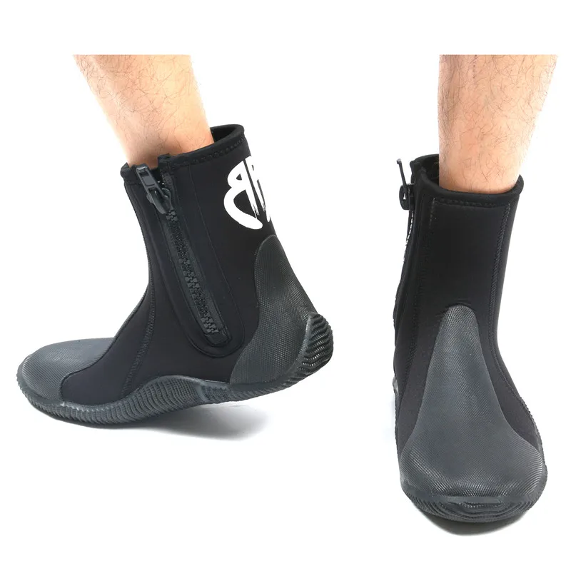 

Heavy duty zipper design neoprene warm diving shoes, Black zipper ankle boots
