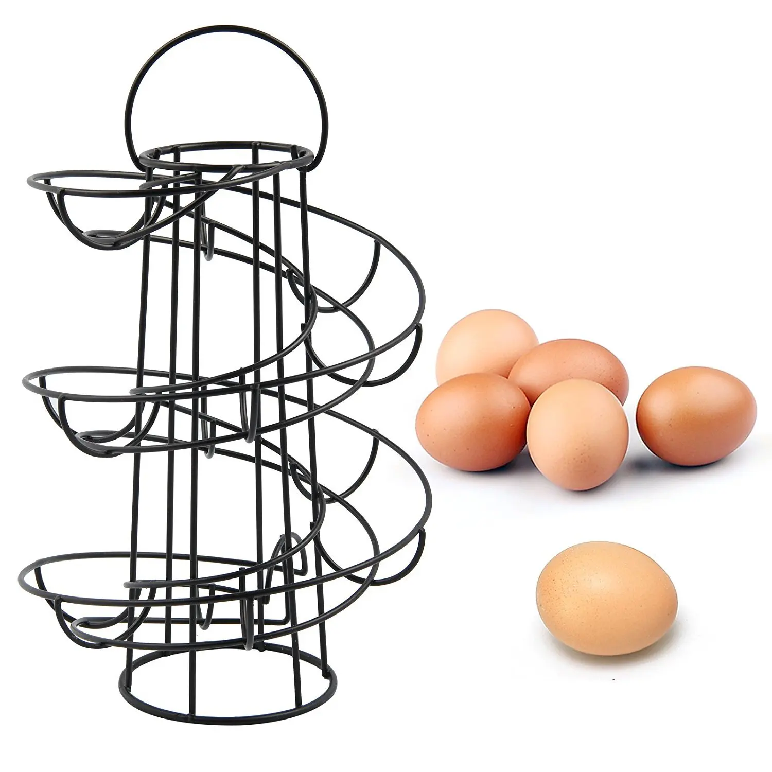 Kitchen Black Metal Iron Egg Skelter Deluxe Modern Spiraling Dispenser