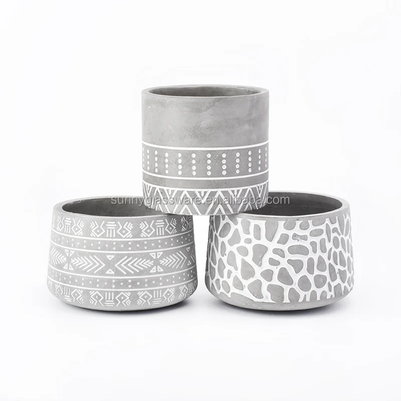 cylinder gray concrete candle jars with logo