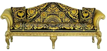 Luxury Italian Style Golden Sofa With Fancy Brand Fabric Latest Design Royal Black And Gold Couch Bf11 01213a