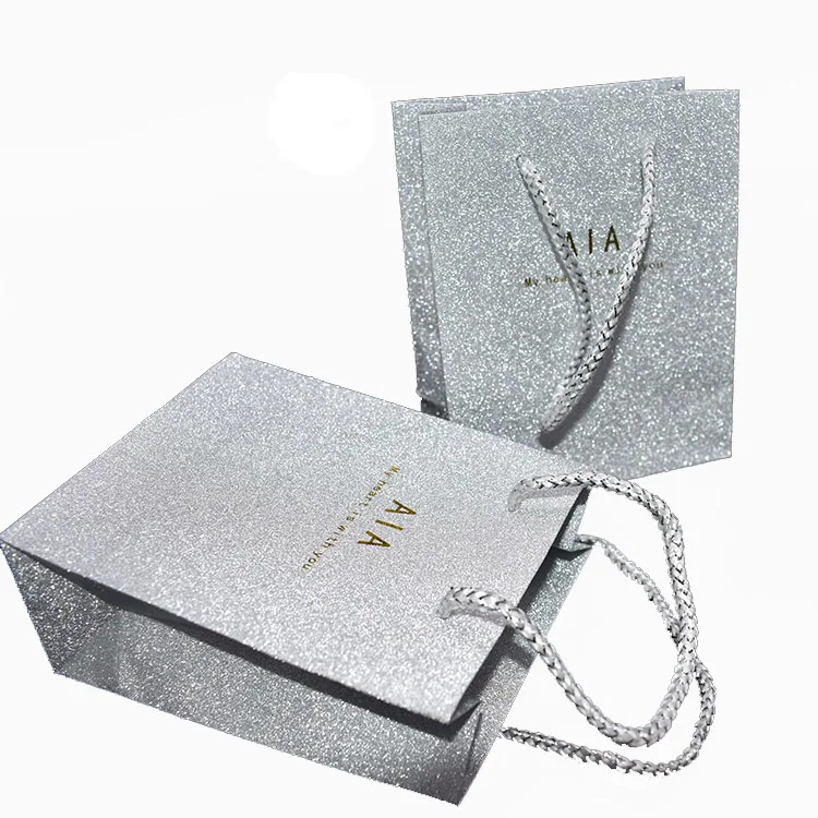 
Customized Glitter Paper Bag Silvery Gift Bags 