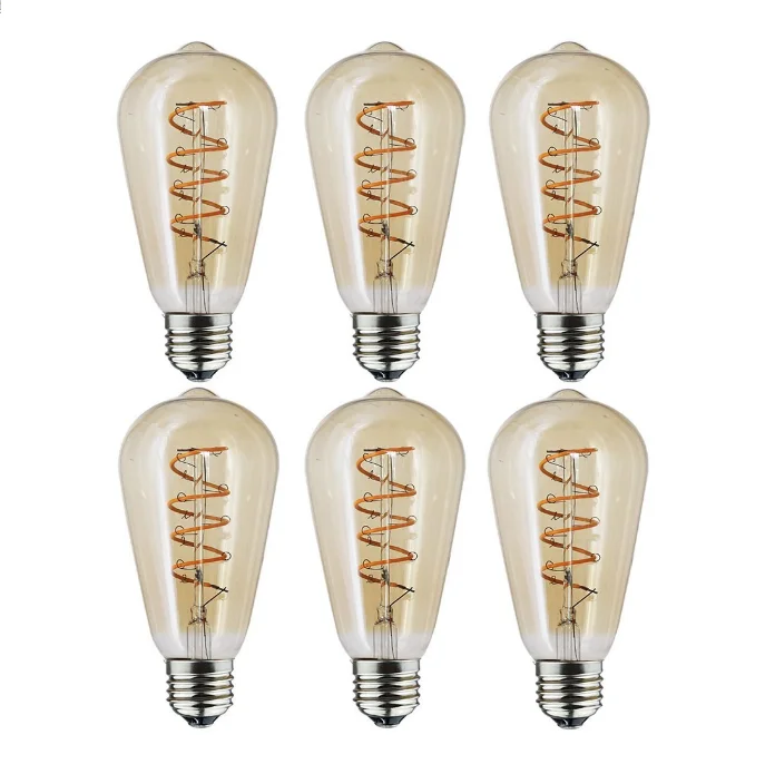 4W Dimmable Vintage Edison LED Light Bulb ST64 Antique Spiral Flexible LED Filament Bulb  ST19