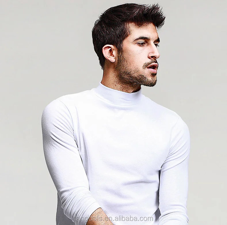 

Custom Wholesale Adults Plain Turtleneck Printing Long Sleeve Oversized Men T-Shirt, Customized color